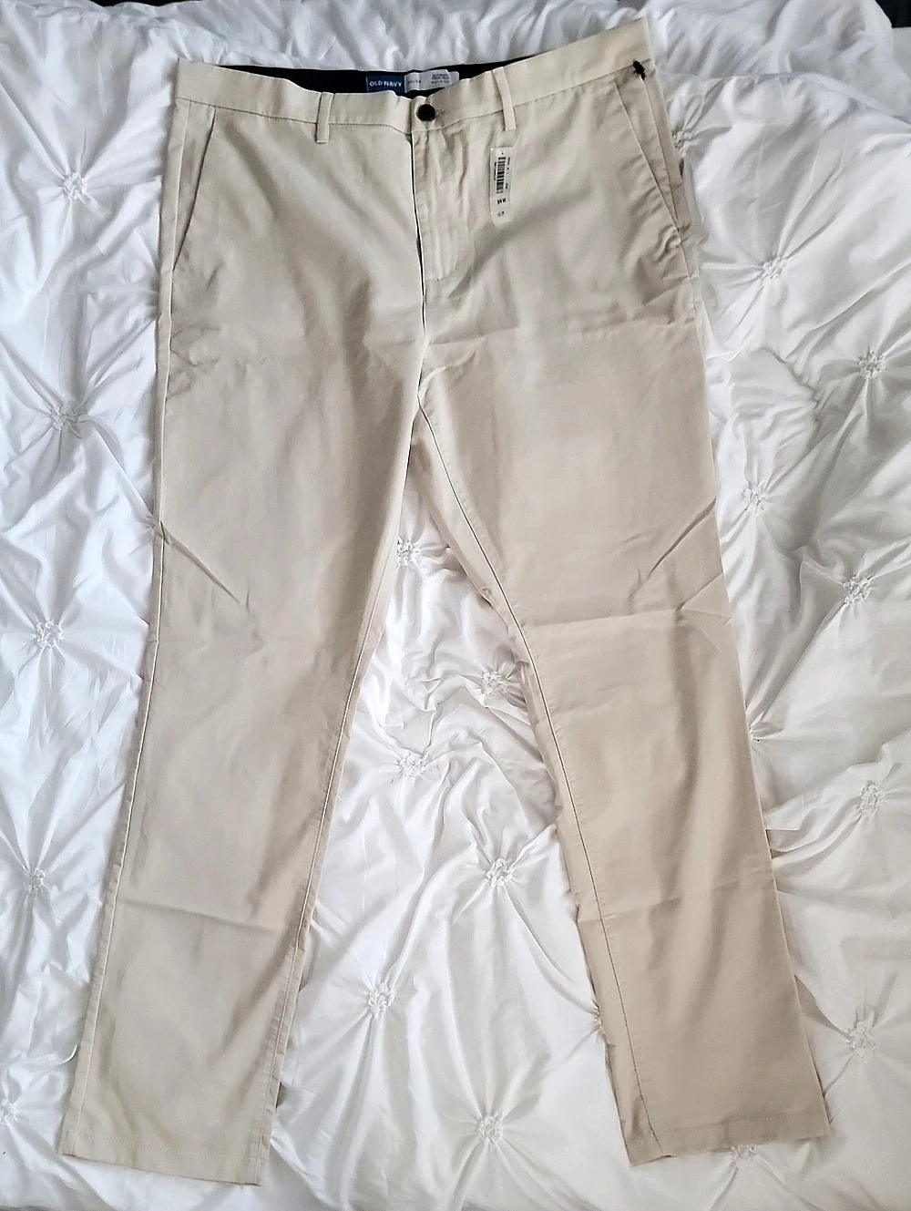 Old Navy Ultimate Tech Slim Built-In Flex Chino Pants Beige Waist 38x34 NWT